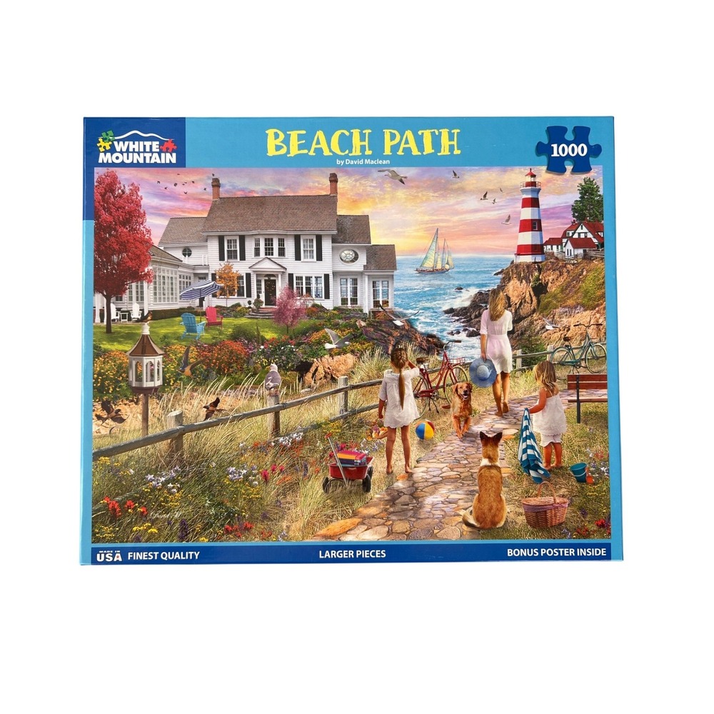 White Mountain Puzzles Beach Path 1000 Piece Jigsaw Puzzle Complete